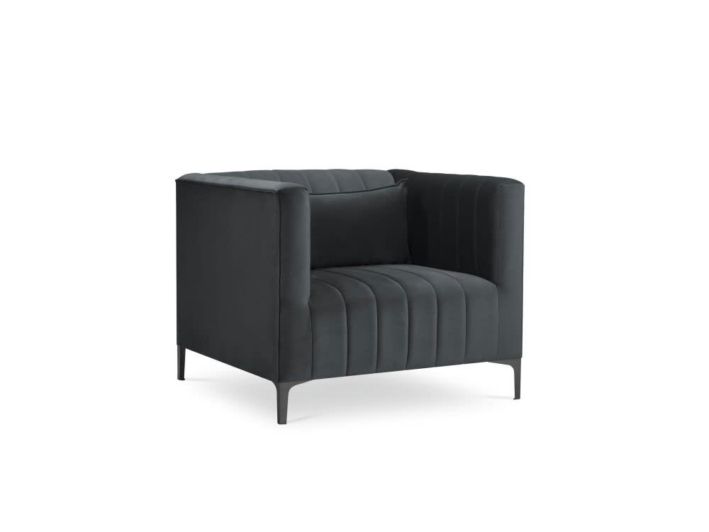 ANNITE - Fauteuil en velours gris foncé