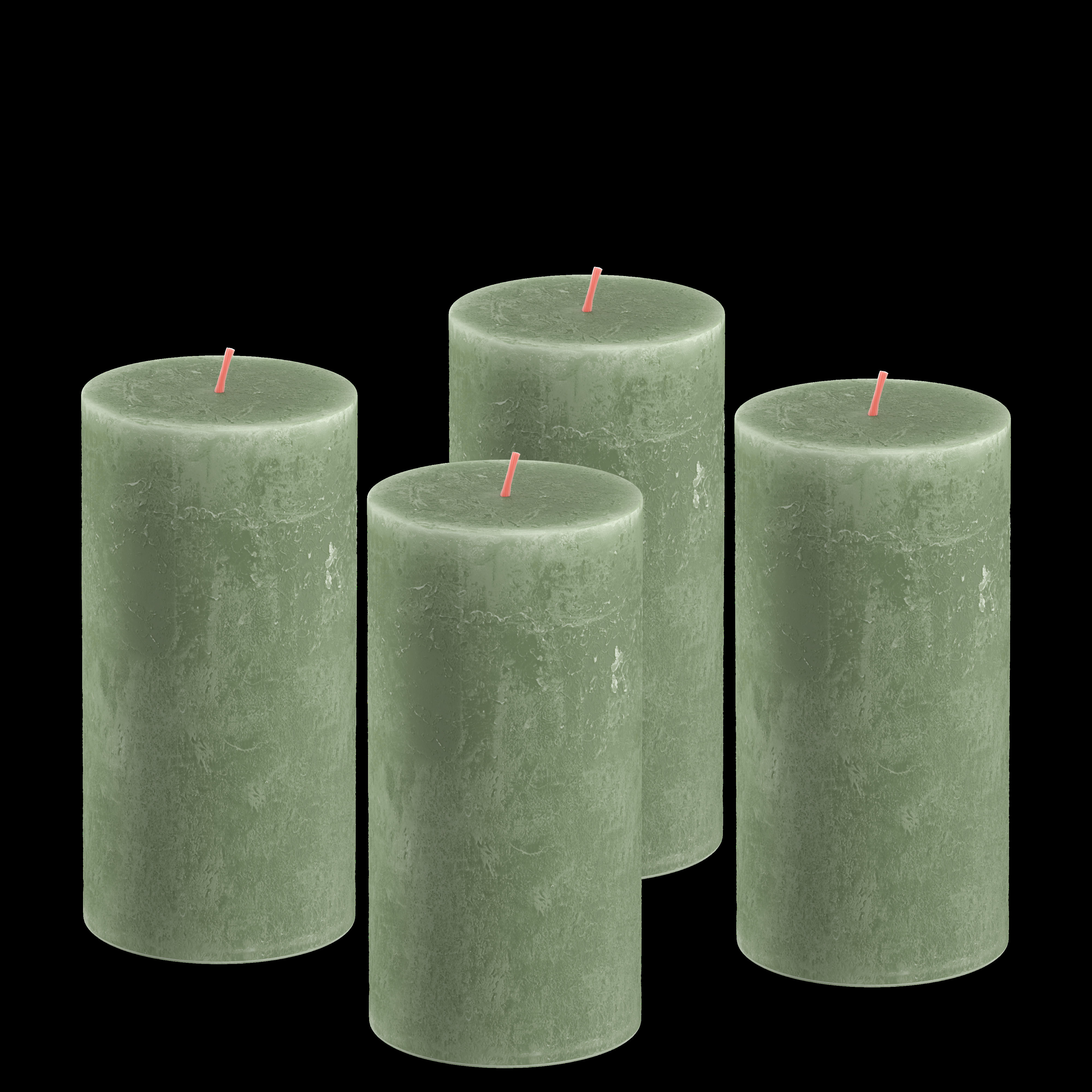 - Lot De 4 Bougies, Vert, 13Cm