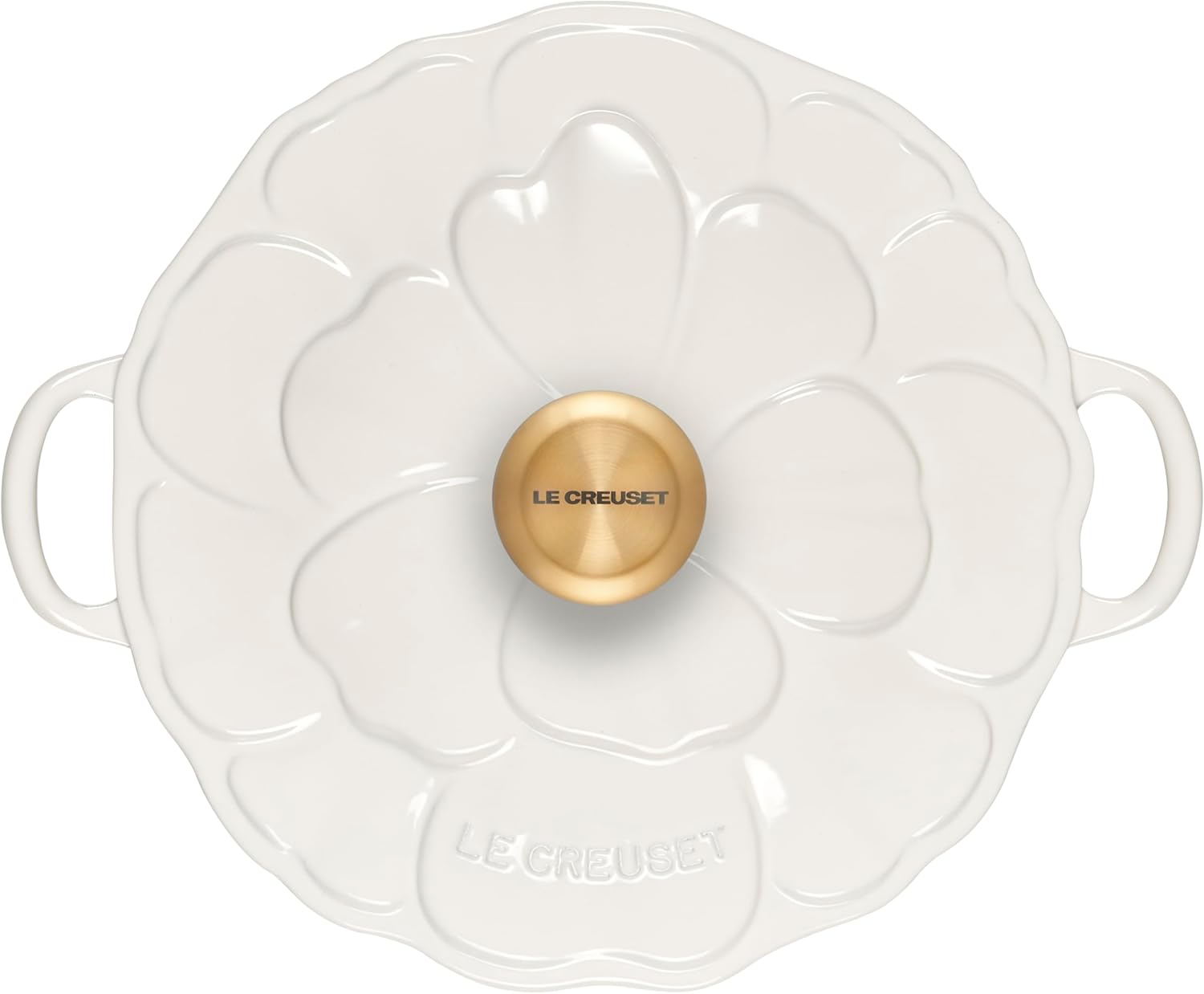 Le Creuset Enameled Cast Iron Signature Petal Braiser, 2.25 qt., White w/Gold Knob