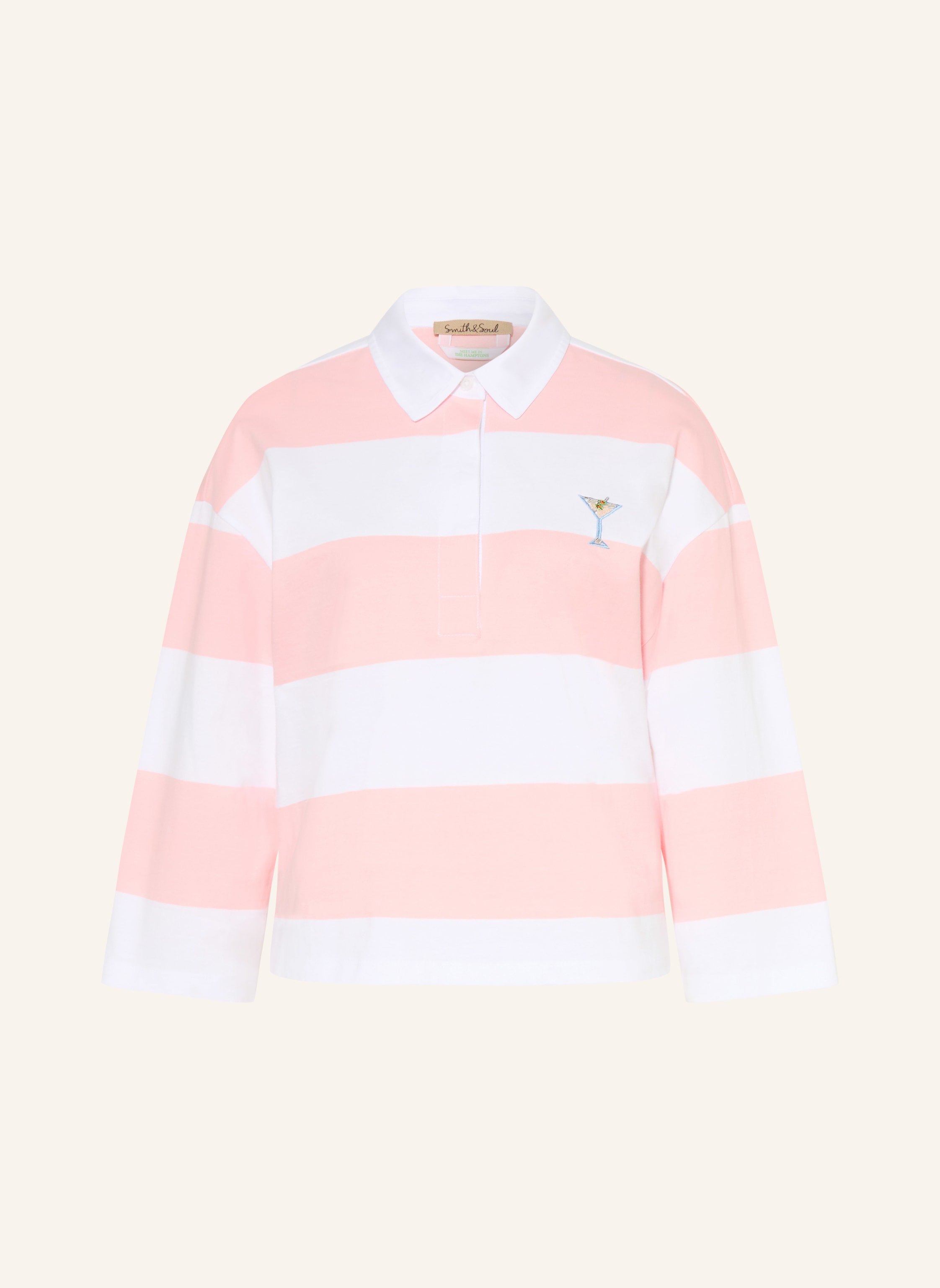 Smith & Soul Jersey-Poloshirt mit Schmuckperlen
