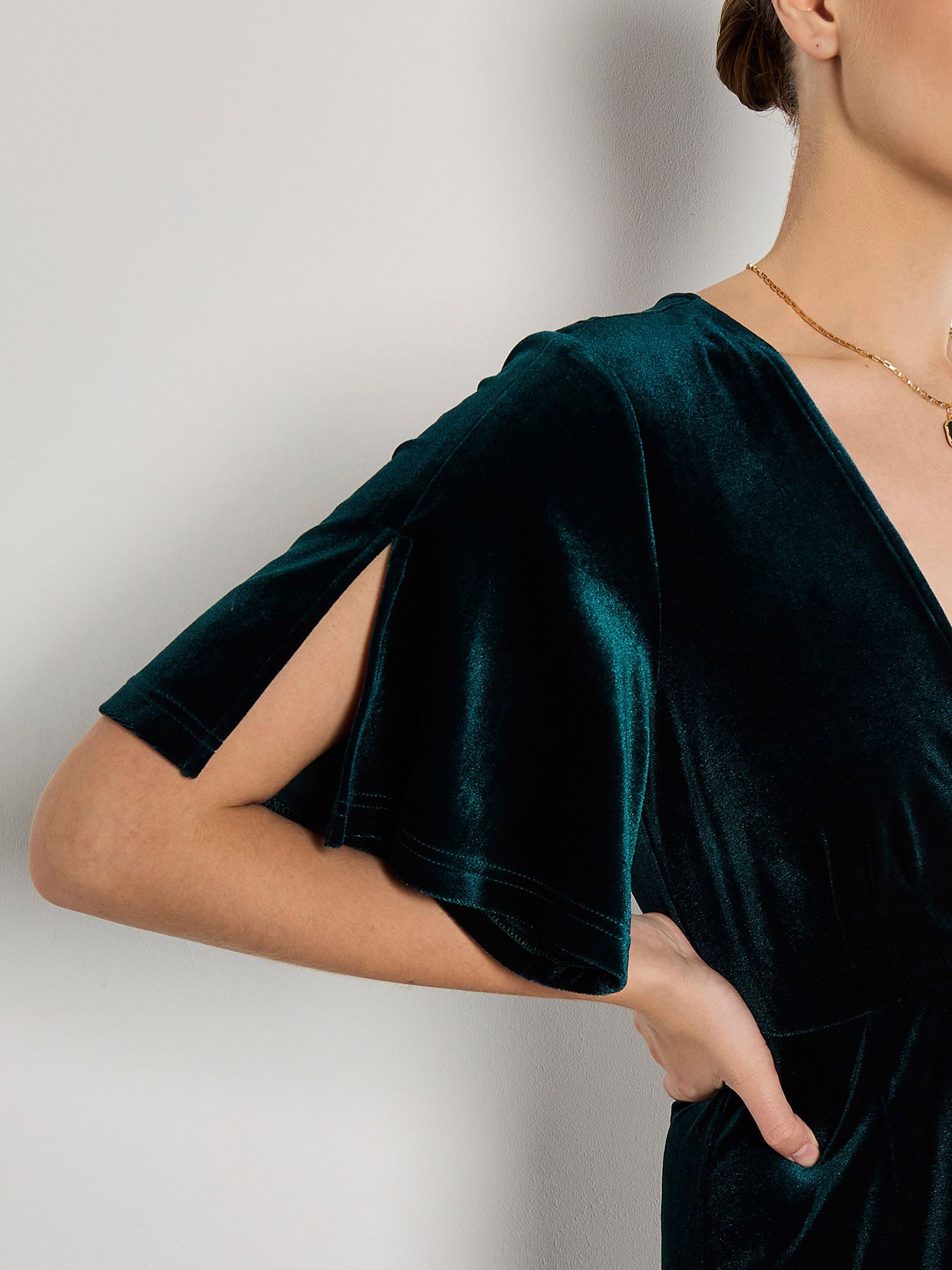 Apricot Velvet Wrap Maxi Dress