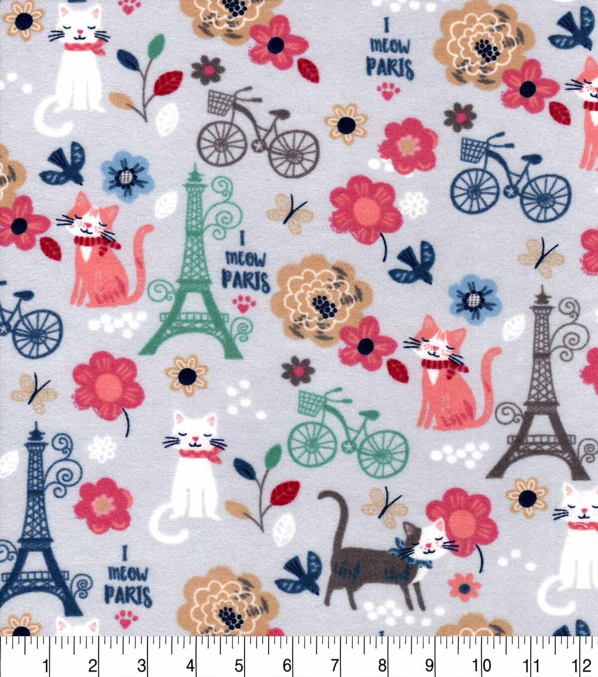 I Meow Paris Allover Super Snuggle Flannel Fabric