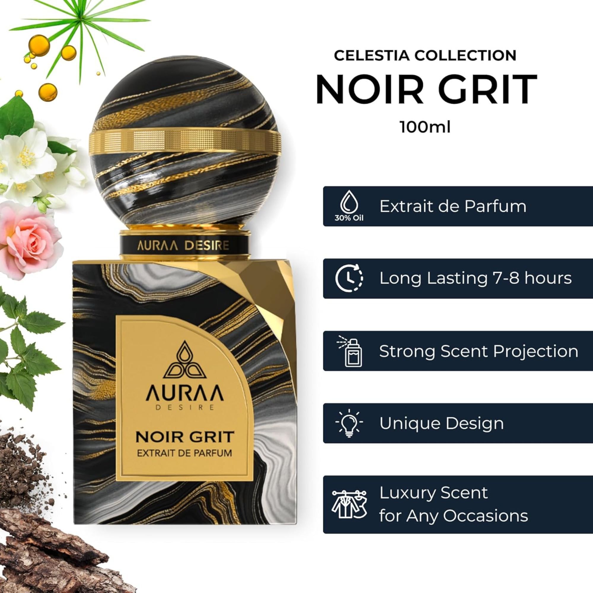 Auraa Desire Noir Grit Extrait de Parfum 100ml For Men & Women