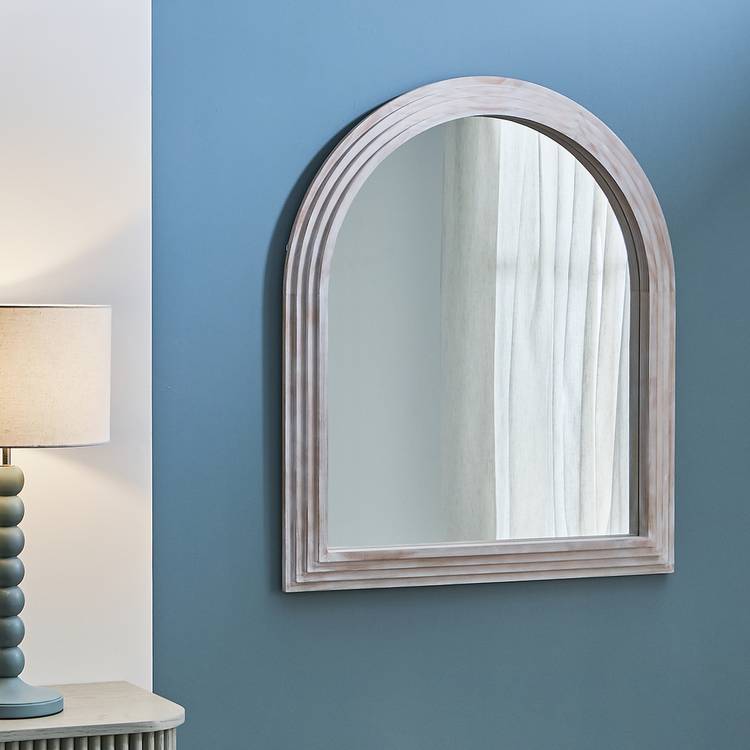 Habitat Brown Wooden Arch Wall Mirror - 90x77cm