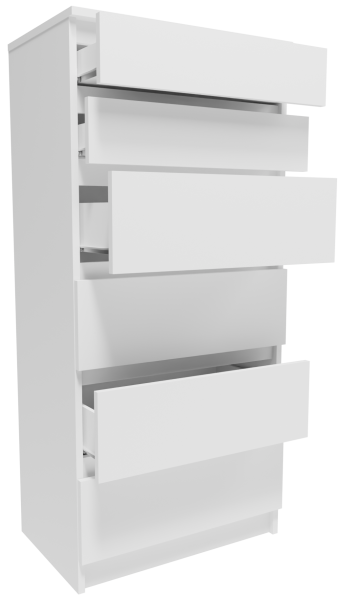 Komoda K606BIA biała 60cm wysoka szafka na ubrania zabawki regał 6 szuflad