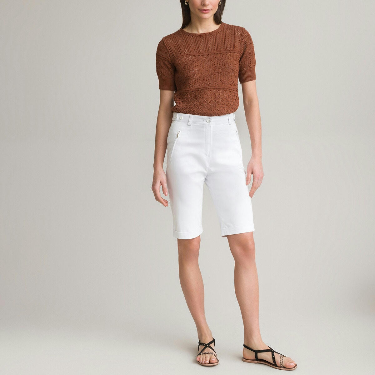 Bermuda satin de coton stretch