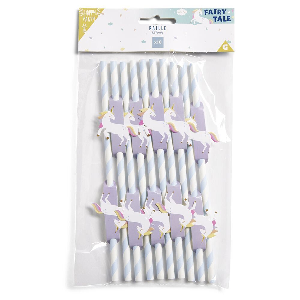 Paille décor fée licorne x10