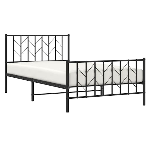 NNEVL Metal Bed Frame with Headboard and Footboard&nbsp;Black 107x203 cm