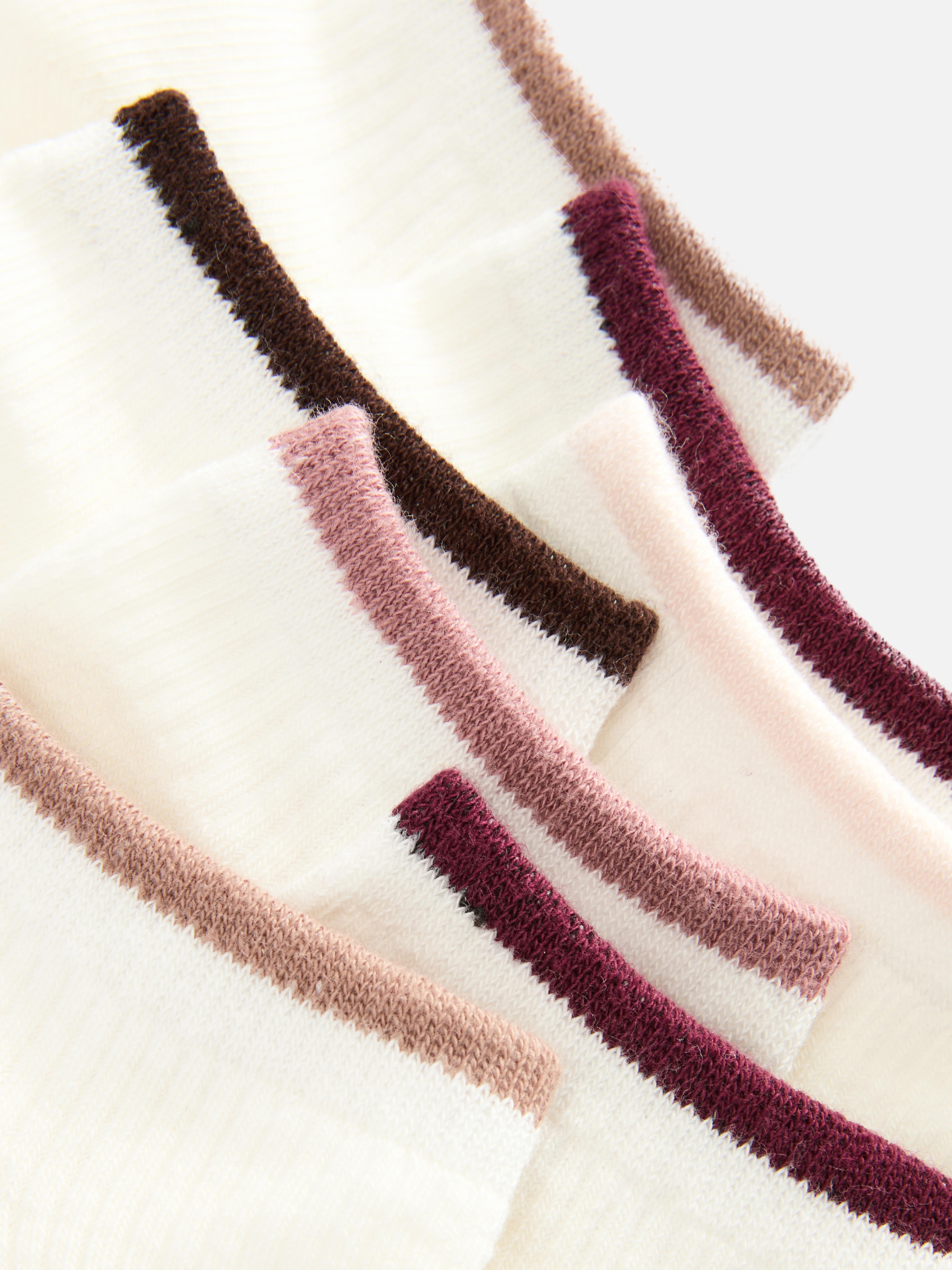 7pk Contrast-Hem Ankle Socks