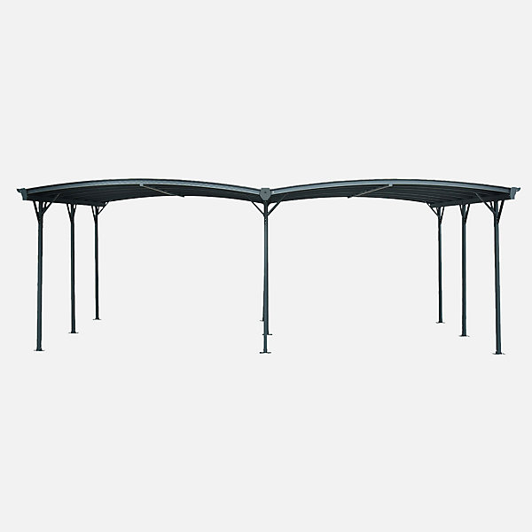 Carport avec extension 30m² aluminium anthracite et polycarbonate - Le Mans 5x6m - abri de voiture 505 x 600 x 239 cm