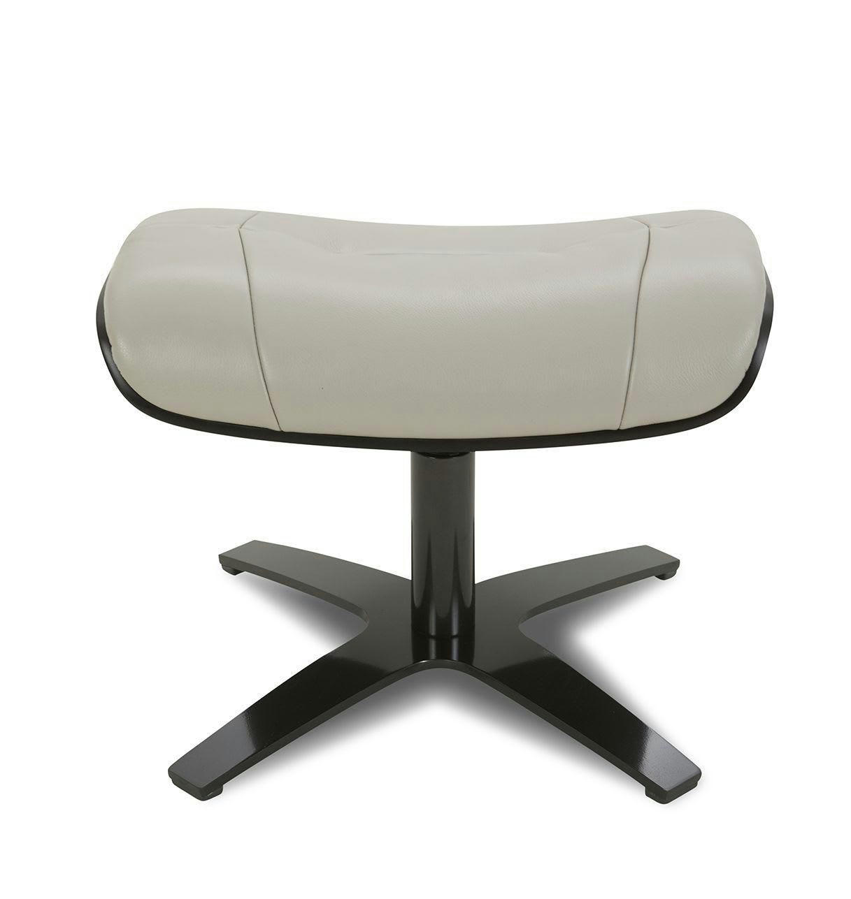 NAOS - Pouf en cuir et chêne noir - Cuir Gris