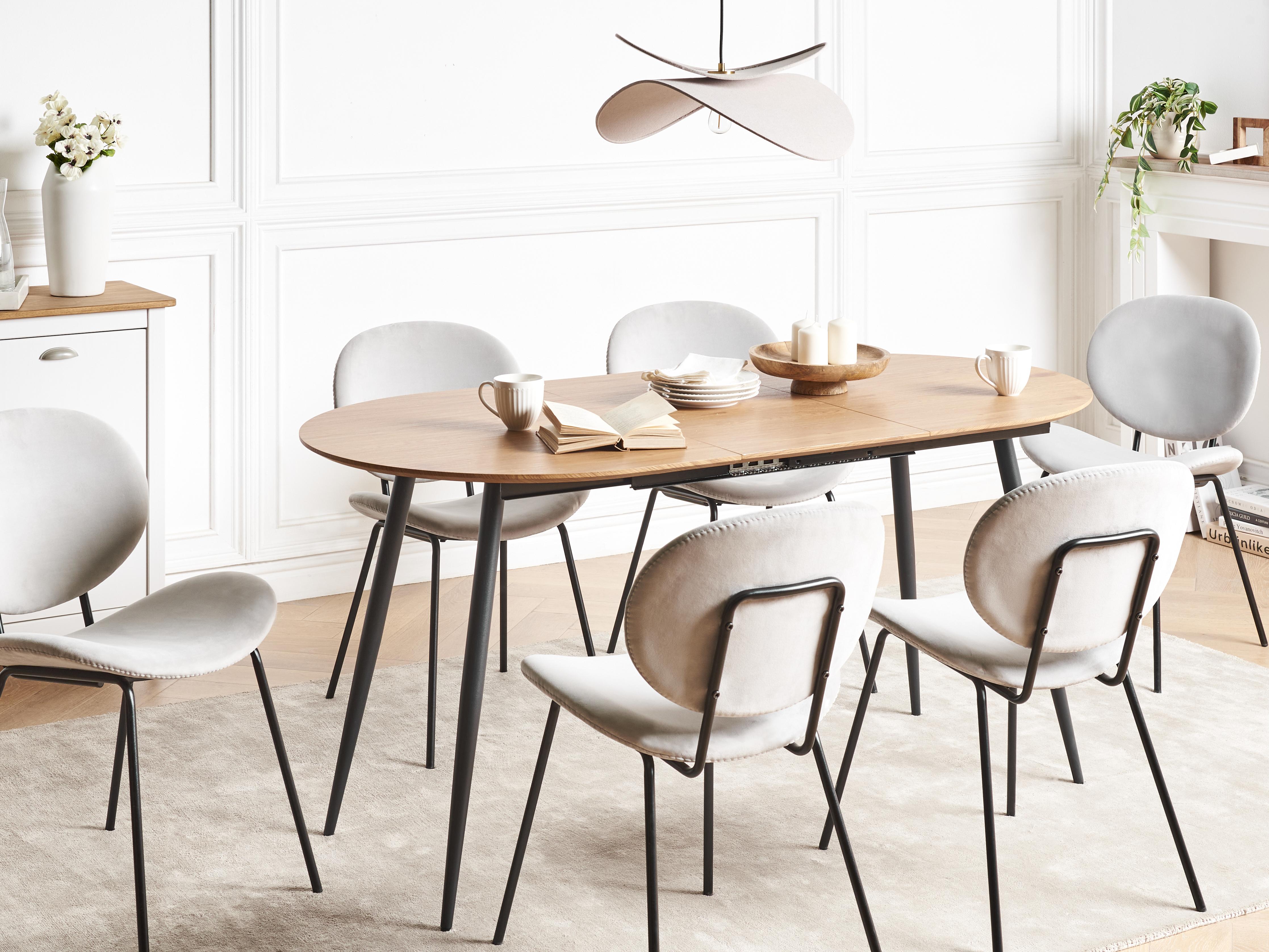 Extending Dining Table CLAVET Light Brown 120/160 cm 80 cm