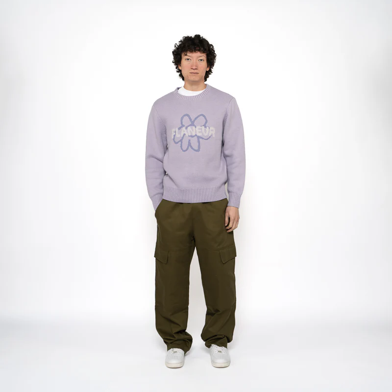 Flaneur Flower Doodle Jacquard Sweater - Purple