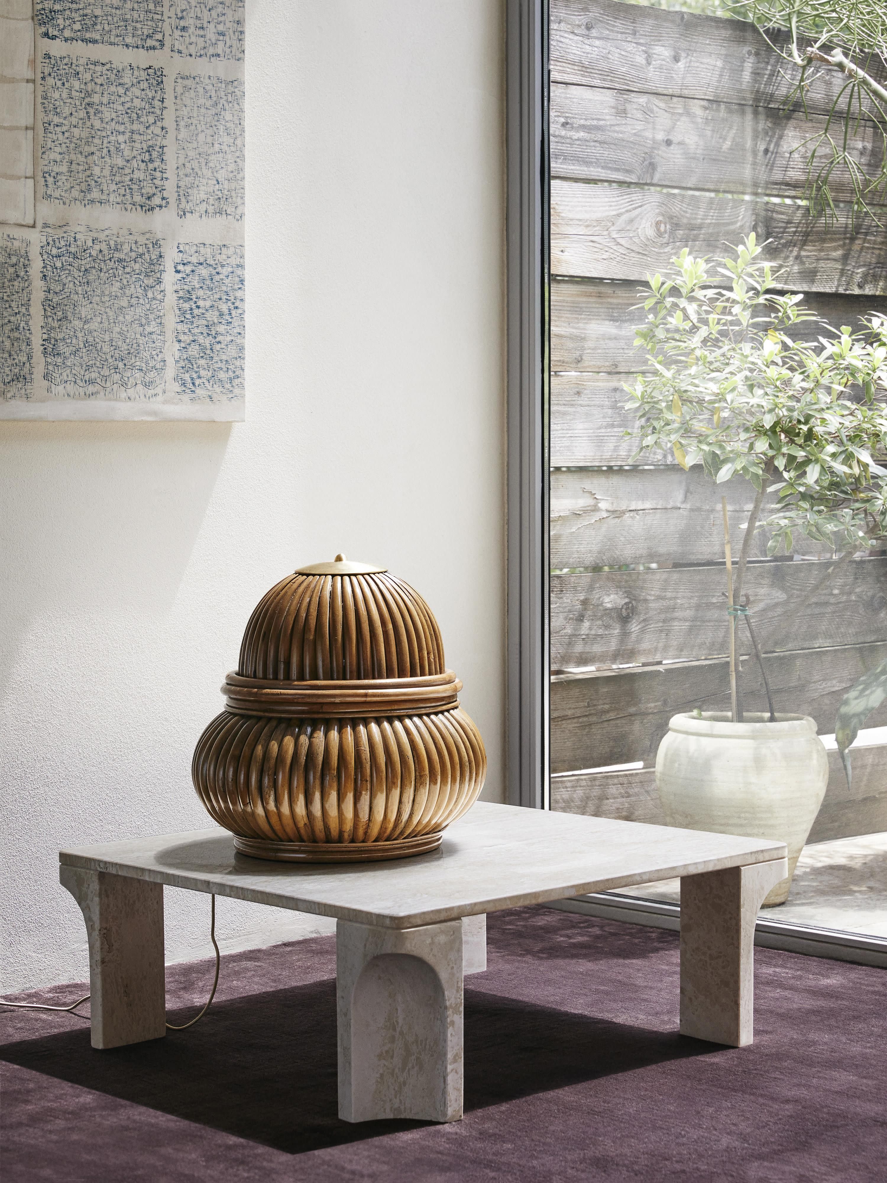 Travertin-Couchtisch Doric, B 80 cm