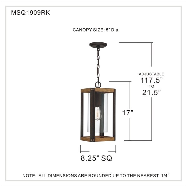Quoizel Marion Square Rustic Black and Clear Outdoor Hanging Light