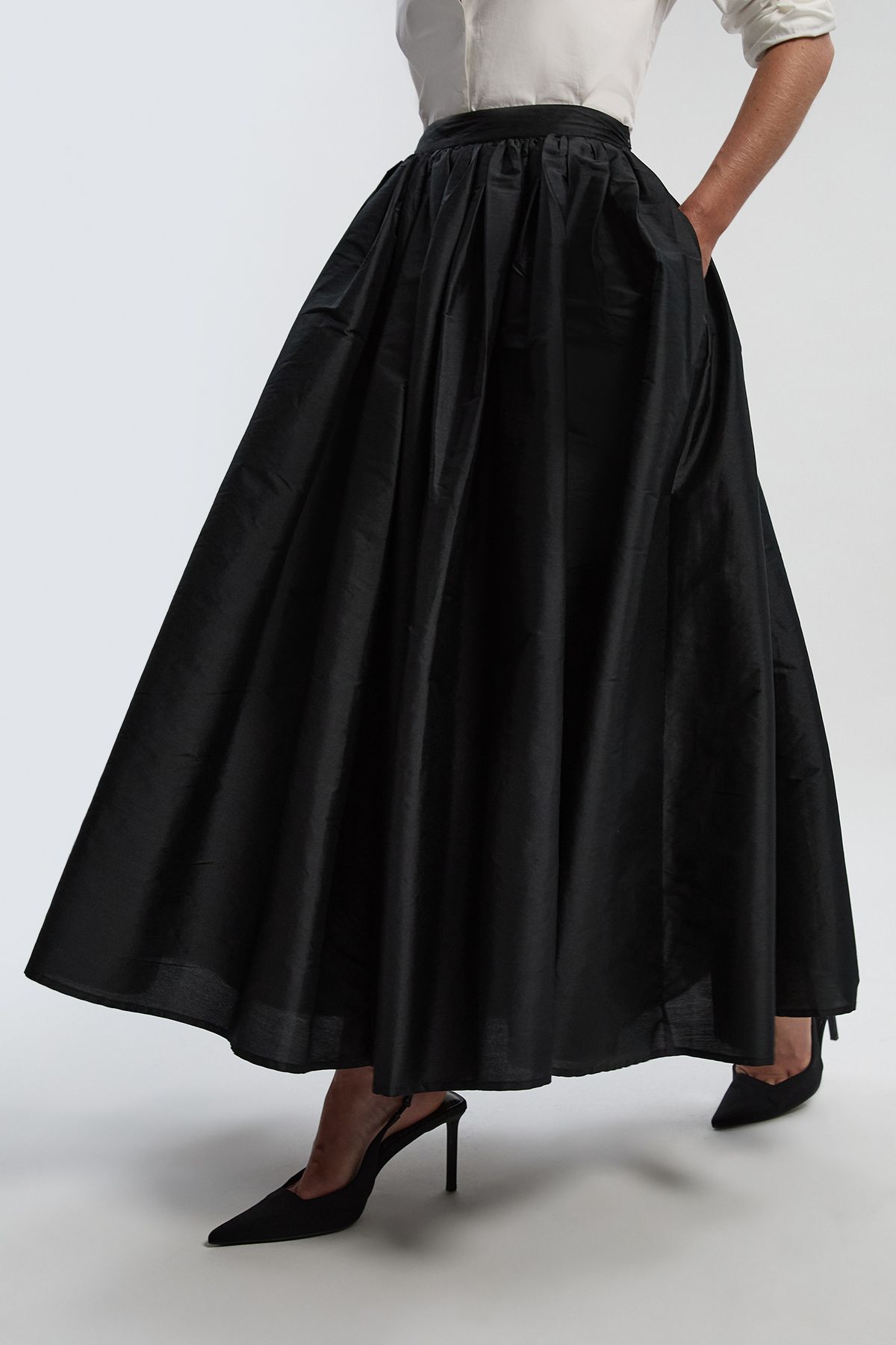 KarenMillen Taffeta Woven Maxi Skirt