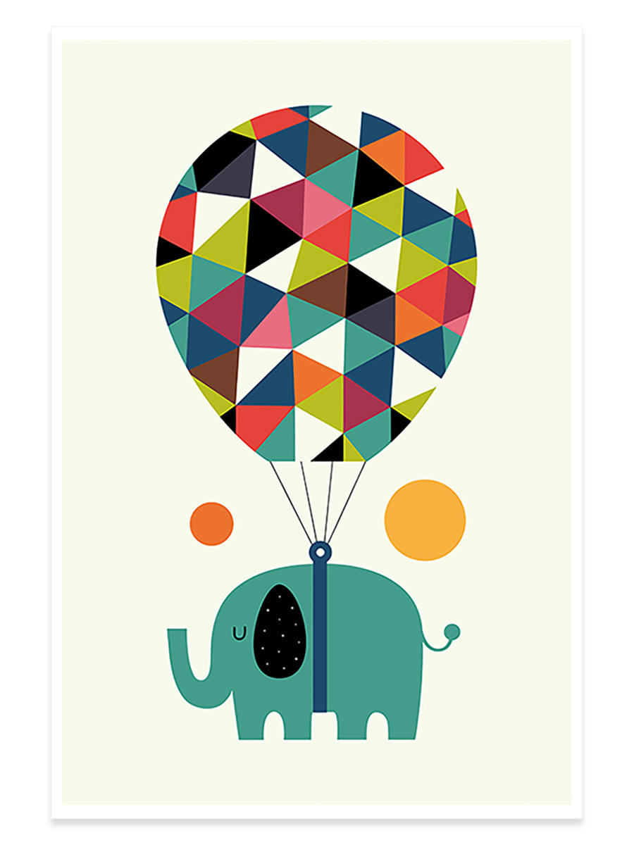 - Affiche enfant hot air balloon jumbo sans cadre 60x90cm
