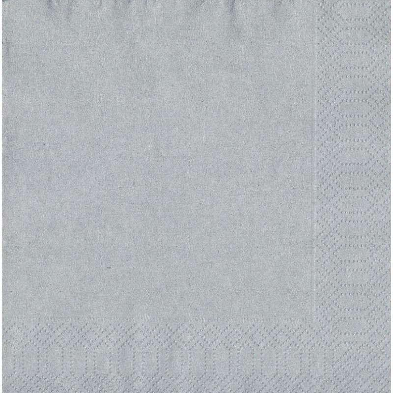 Serviette en tissu 3 plis argent 33 x 33 cm 20 pièces DUNI