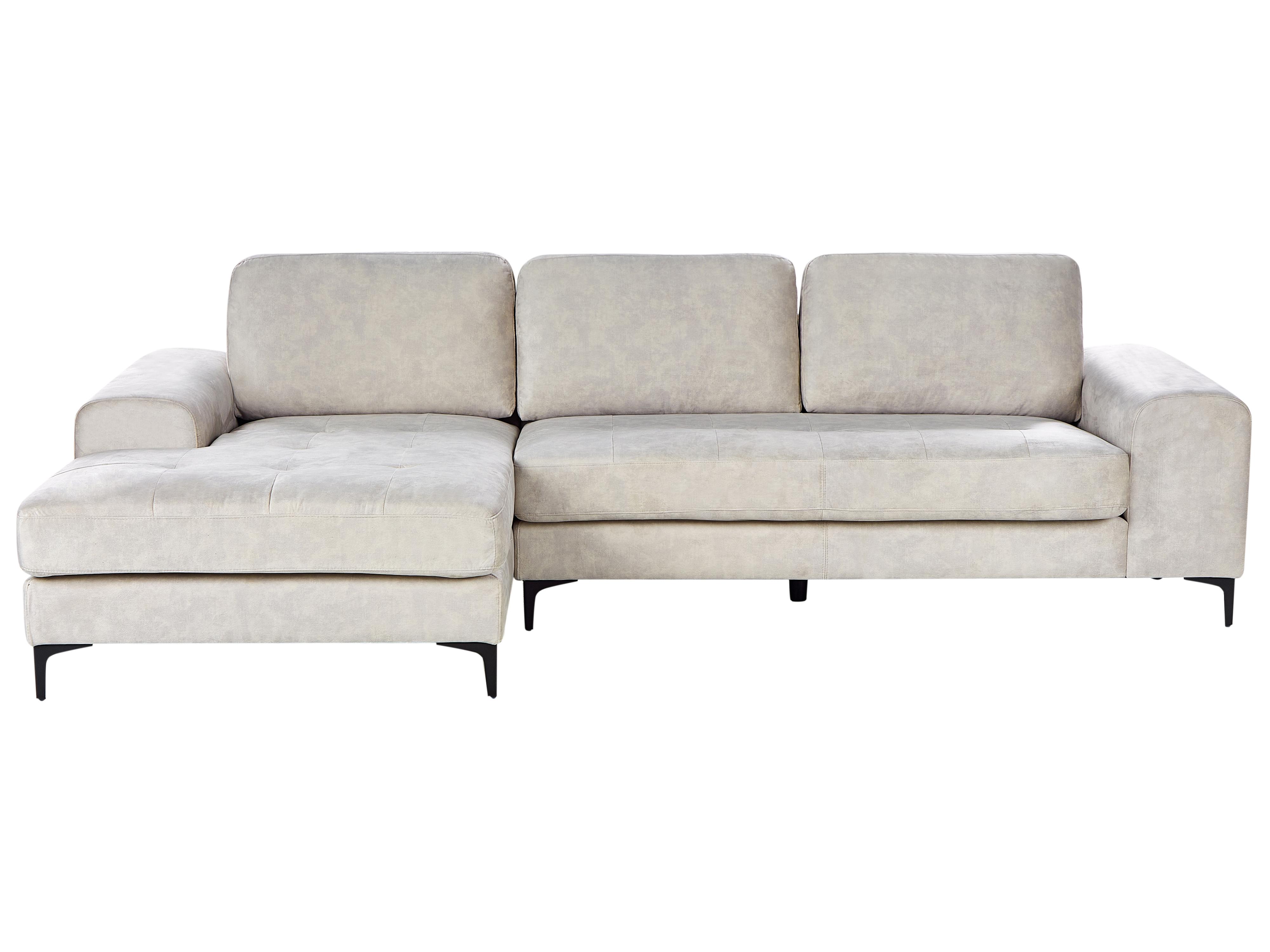 Corner Sofa 4 Seater KIRUNA Velvet Light Beige Left Hand