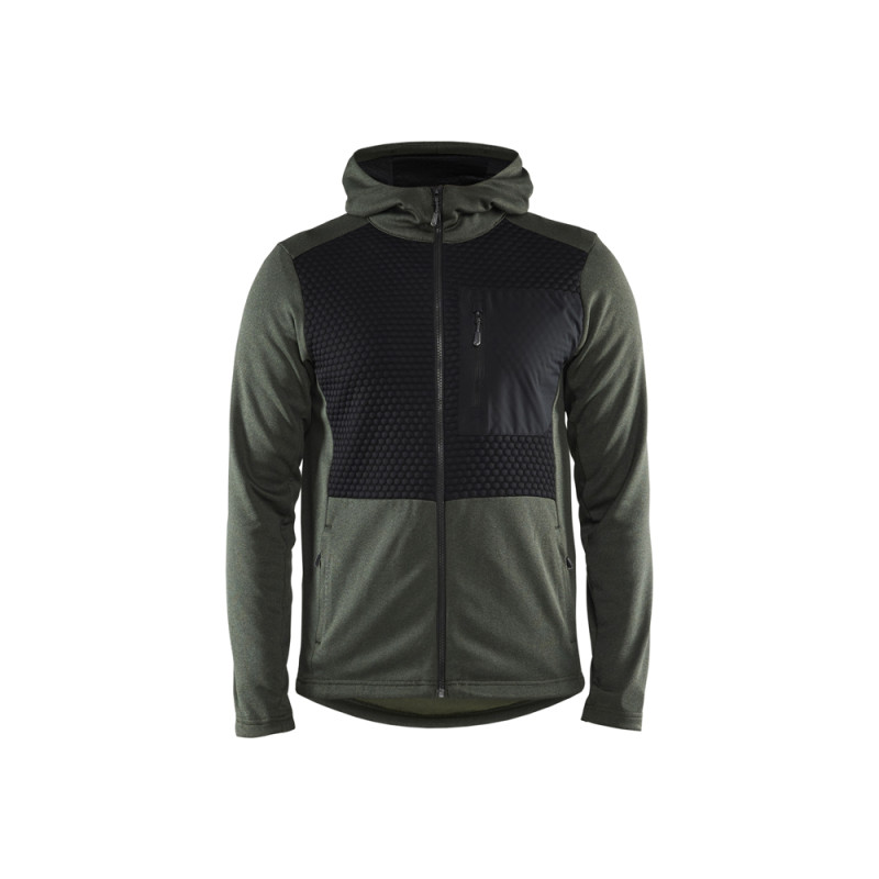 Sweat zippé à capuche vert forêt et noir XXL BLAKLADER
