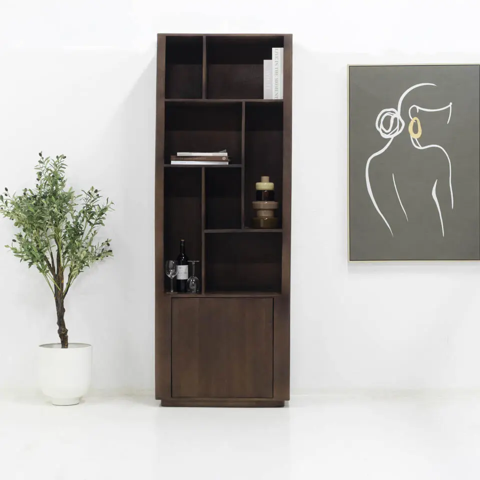 Wandkast Donkerbruin Mangohout - 80x45x220cm - Finn