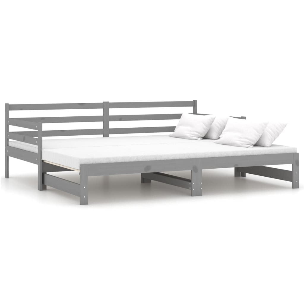Łóżko wysuwane szare lite drewno sosnowe 2x(90x200) cm