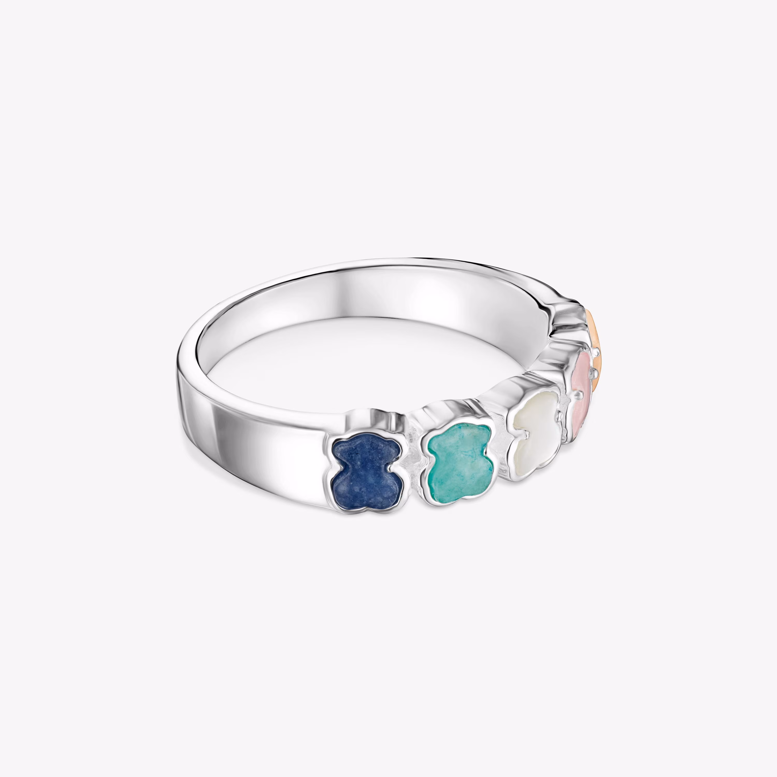 Anillo de plata con gemas multicolor motivo oso Mini Color