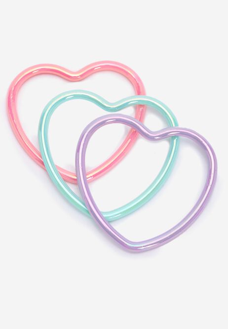 Girls 3pk Pink Heart Bangles