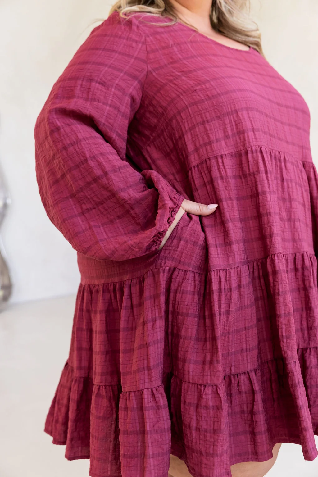 Long Sleeve Greta Dress in Wine