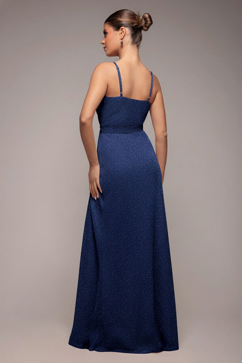 Goddiva Wrap Style Spaghetti Strap Maxi With Split