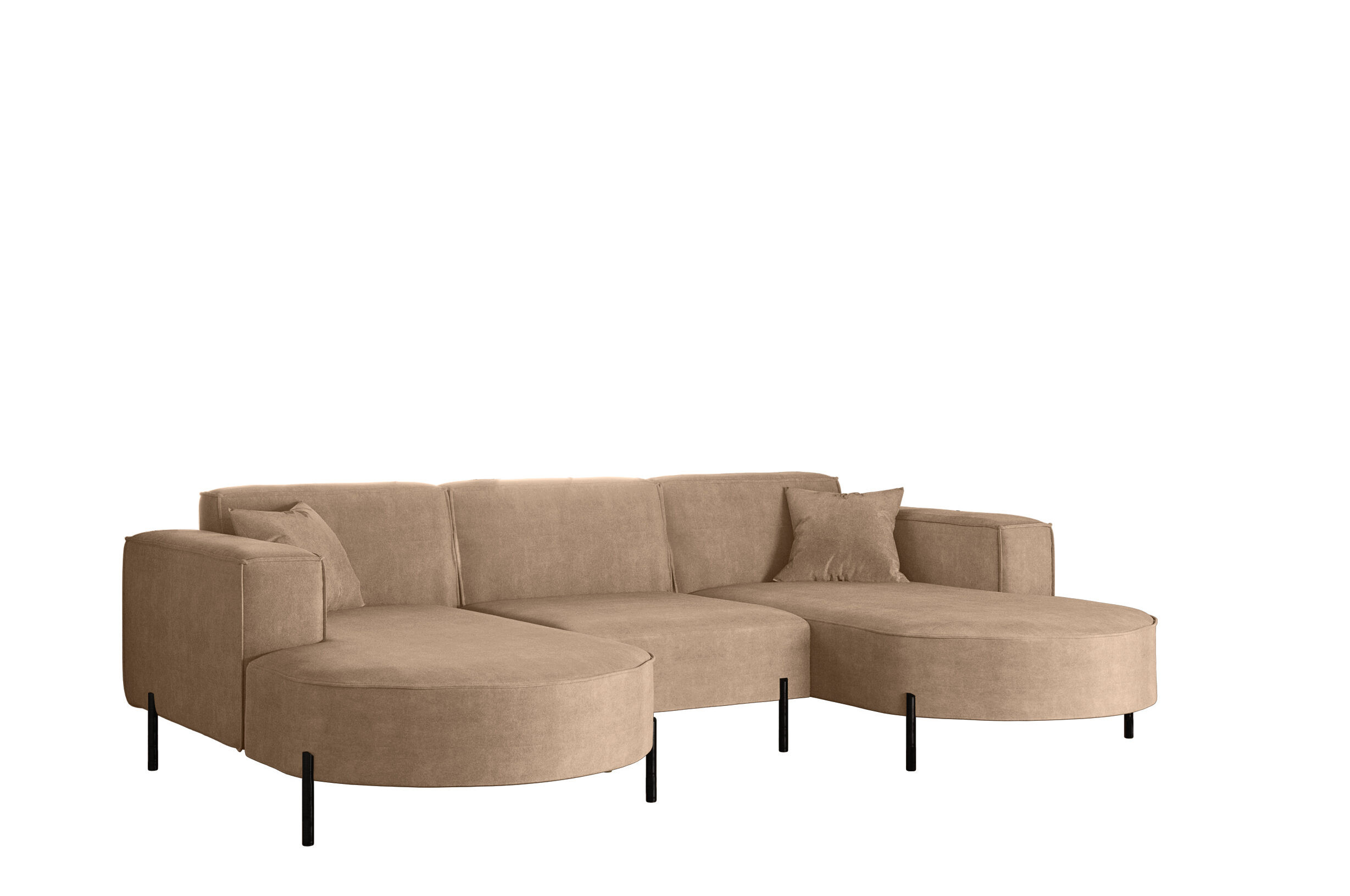 Narożnik, Sofa w kształcie U Modena Rein tkanina Noel Zimny beżowy