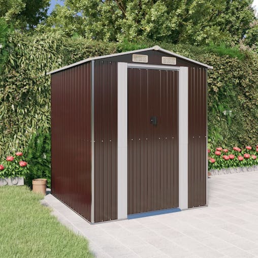 NNEVL Garden Shed Dark Brown 192x191x223 cm Galvanised Steel
