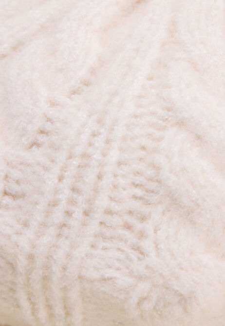 Womens Cream Cable Knit Beret Hat