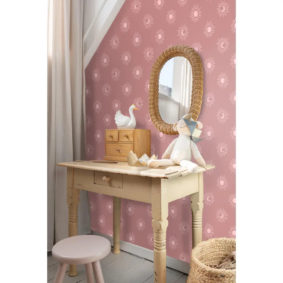 ESTAhome behang zonnetjes oudroze - 50 x 900 cm