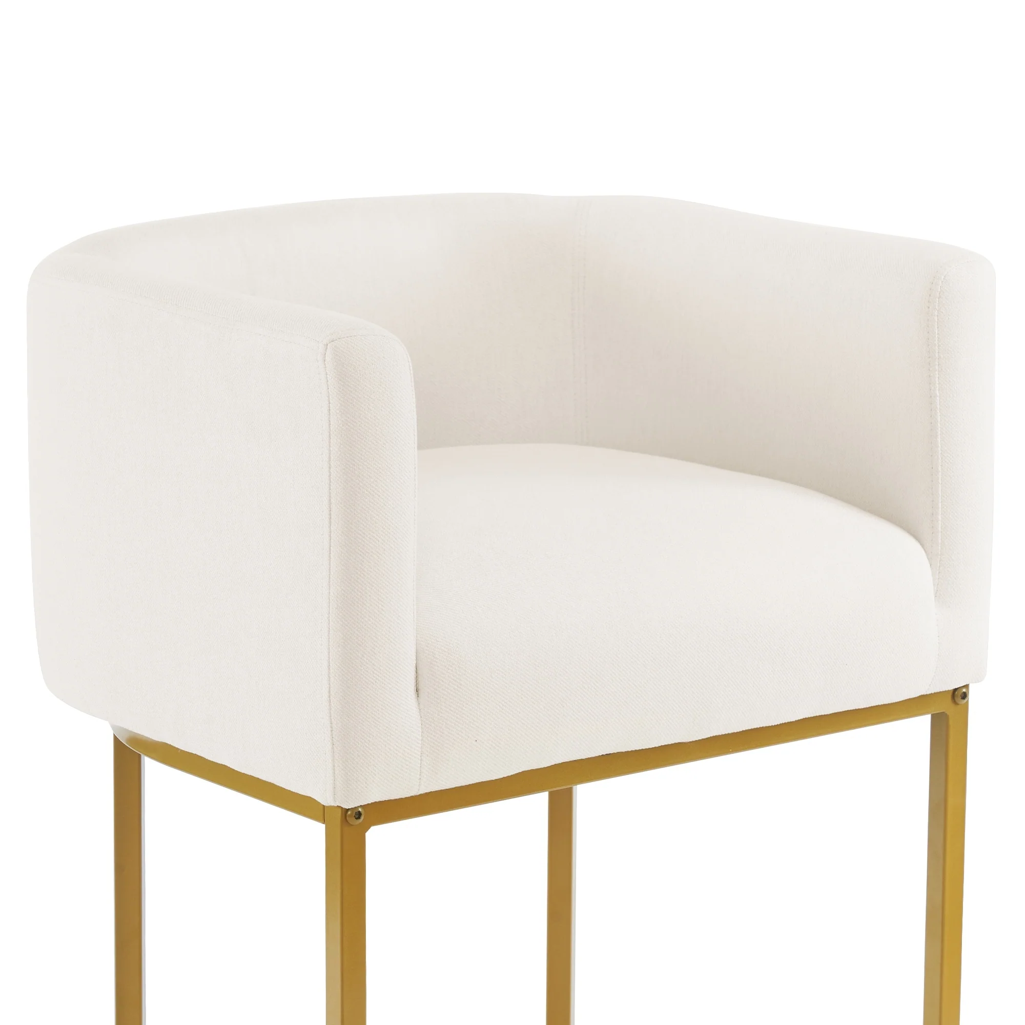 LUE BONA 26 in. Counter Height Low Back Bar Stool with Metal Frame Modern Barrel Fabric Bar Stool for Kitchen Island