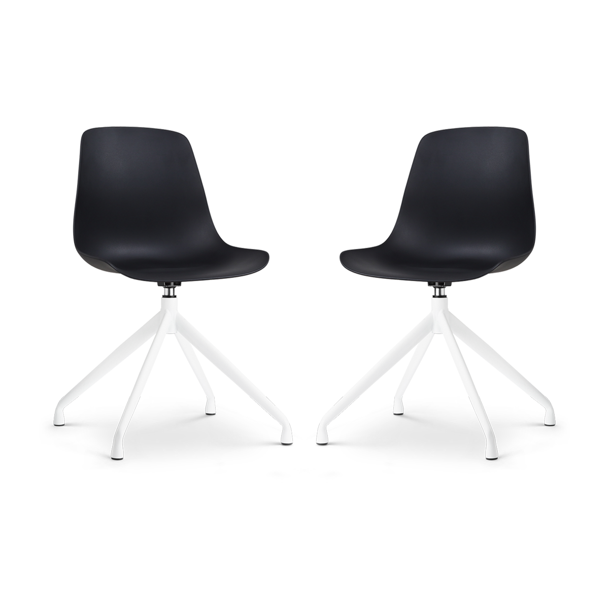 Nolon Nola-Pip Draaibare Eetkamerstoelen Zwart - Wit Onderstel - 2x