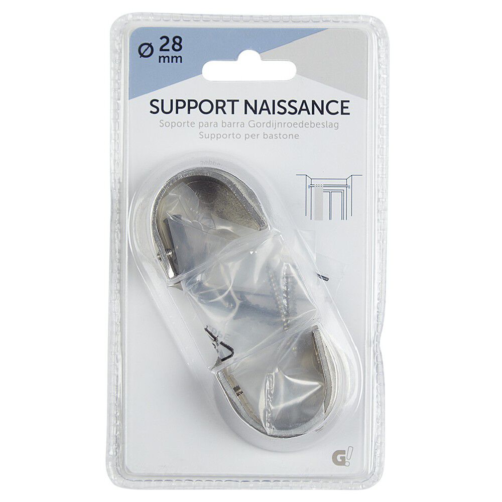 Support naissance pour tringle x2 gris métal