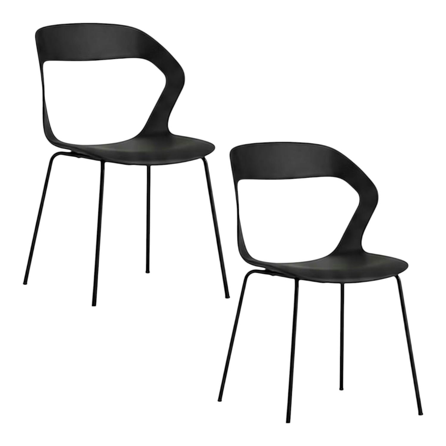 Chaise design noire en polypropylène (lot de 2) ALBA