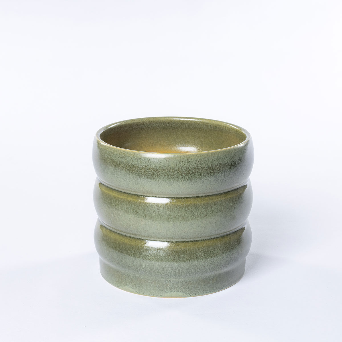 Vaso de cerâmica ondulado verde 16cm