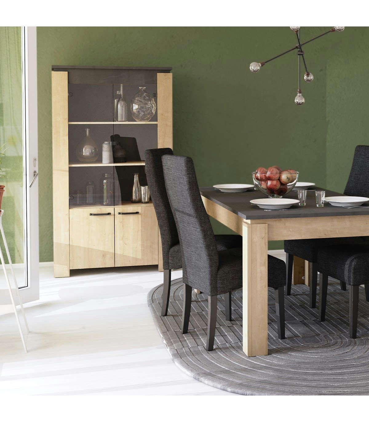 AUSTIN - Vaisselier 2 portes vitrées et 2 portes pleines - H174,50 cm