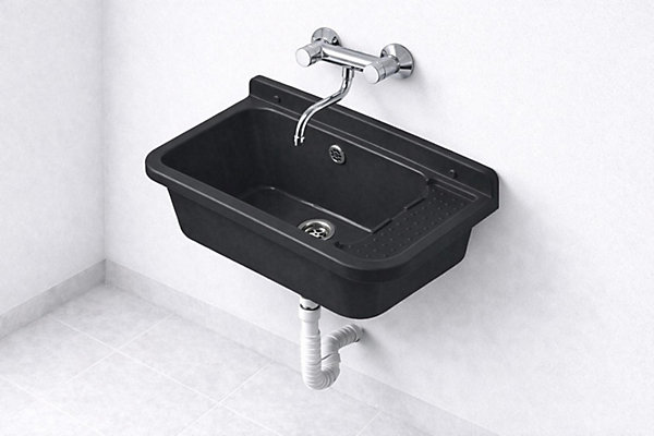 Evier poste d'eau interieur et exterieur en polypropylene noir