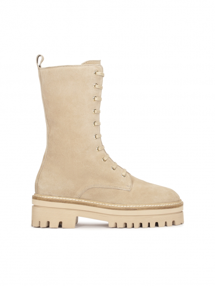 Suede boots with high upper