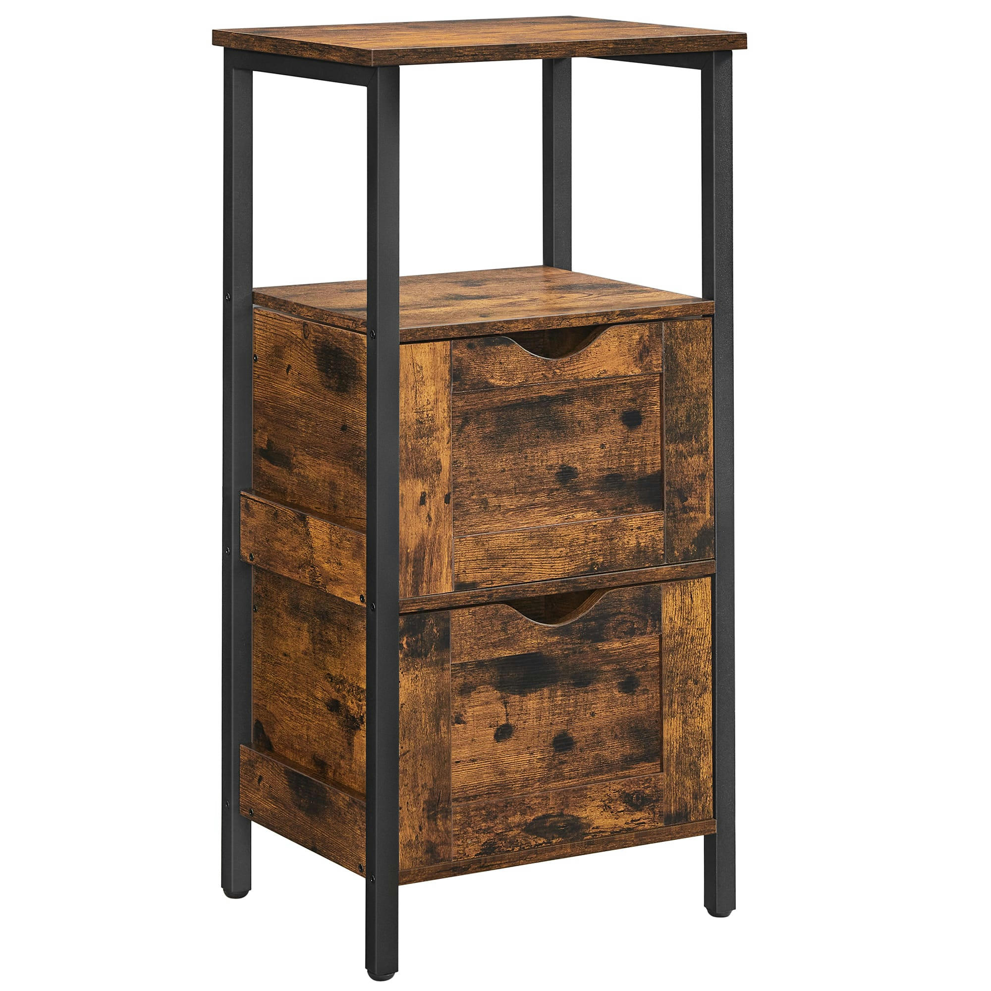 - Meuble de salle de bain 2 tiroirs effet bois marron rustique