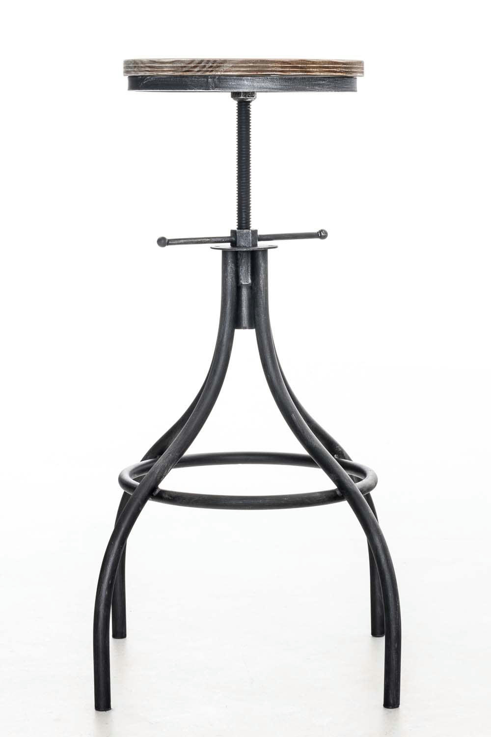 JOS - Tabouret de bar industriel réglable en métal Argent antique