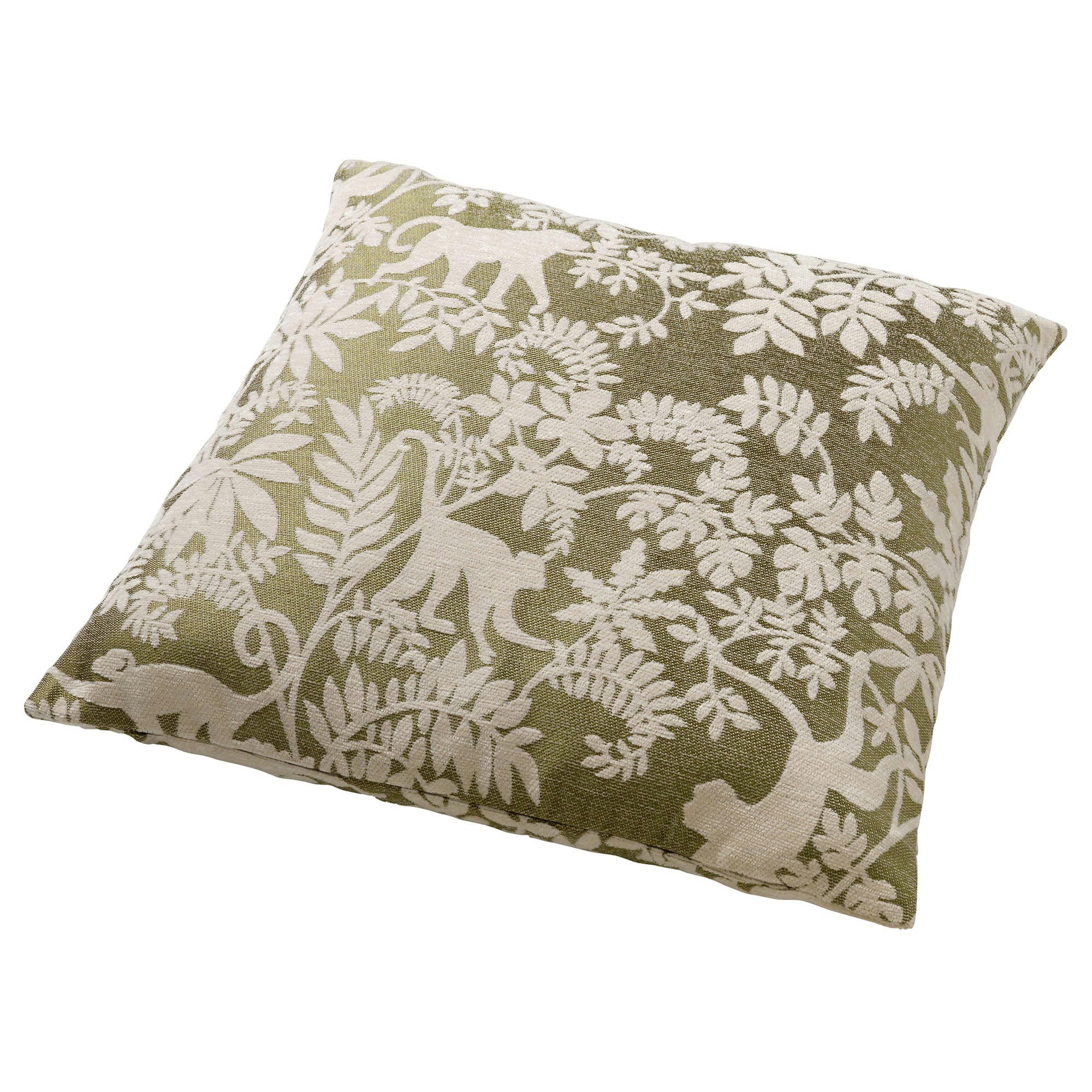 ABU - Housse de coussin vert en coton-45x45 cm avec motif fleuri