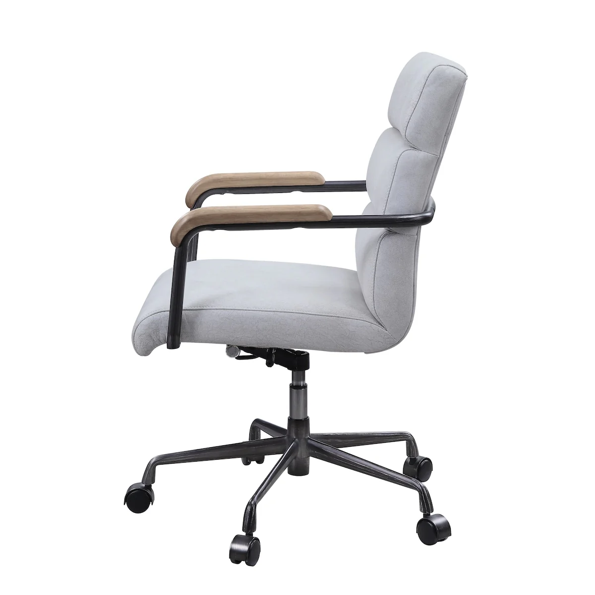 360 Degree Swivel Adjustable Seat Height Executive Office Chair in Top Grain Leather with Metal Base and Legs
