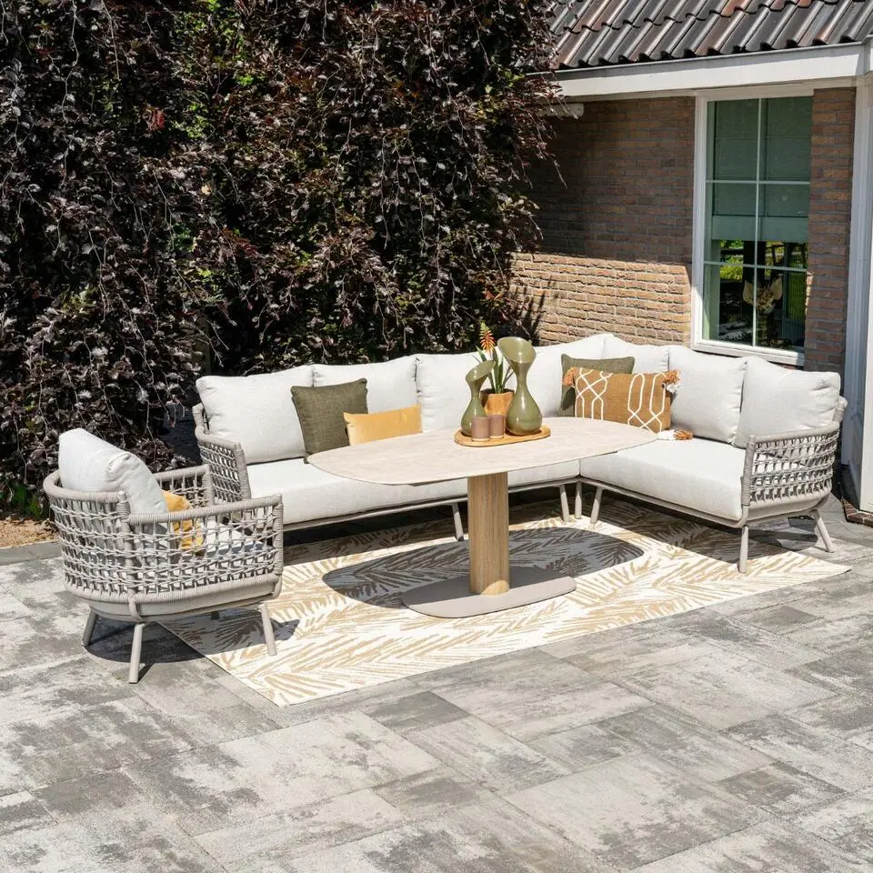 Aversa rope lounge tuinstoel - taupe - valley sand
