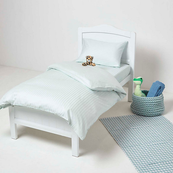 Lot de 2 draps housse lit bébé en coton égyptien 330 fils bleu, 60 x 120 cm - HOMESCAPES