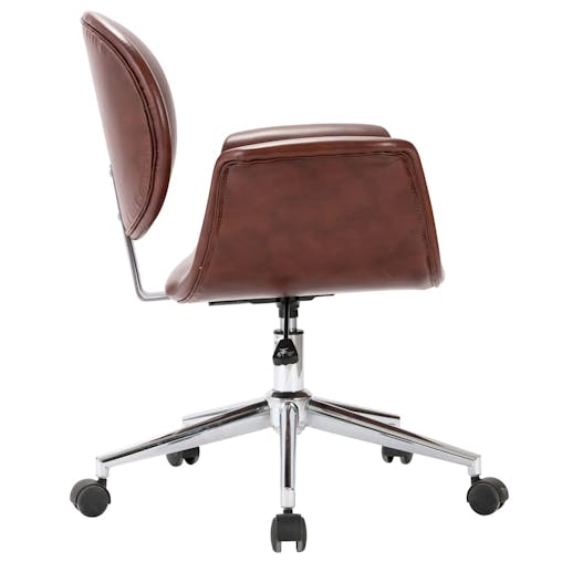 NNEVL Swivel Office Chair Brown Faux Leather