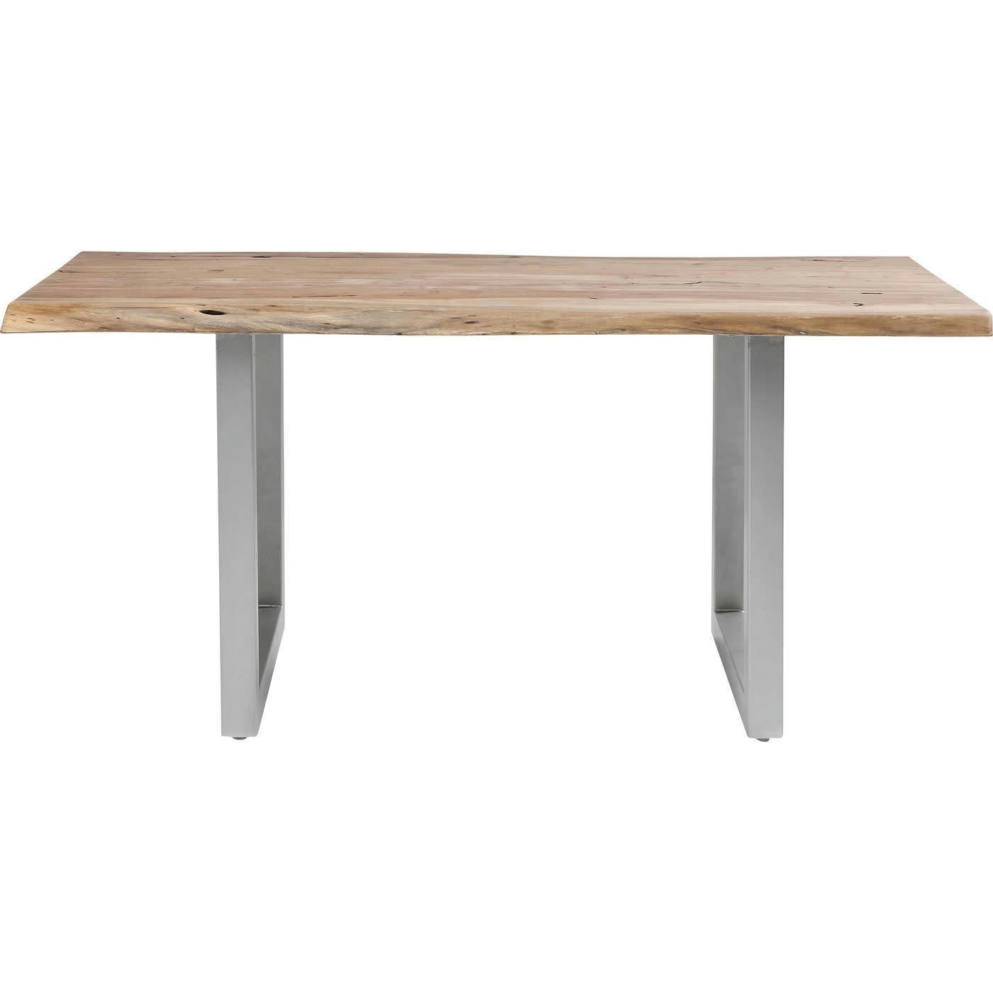 PURE NATURE - Table à manger 6 personnes en acacia brut et acier L160